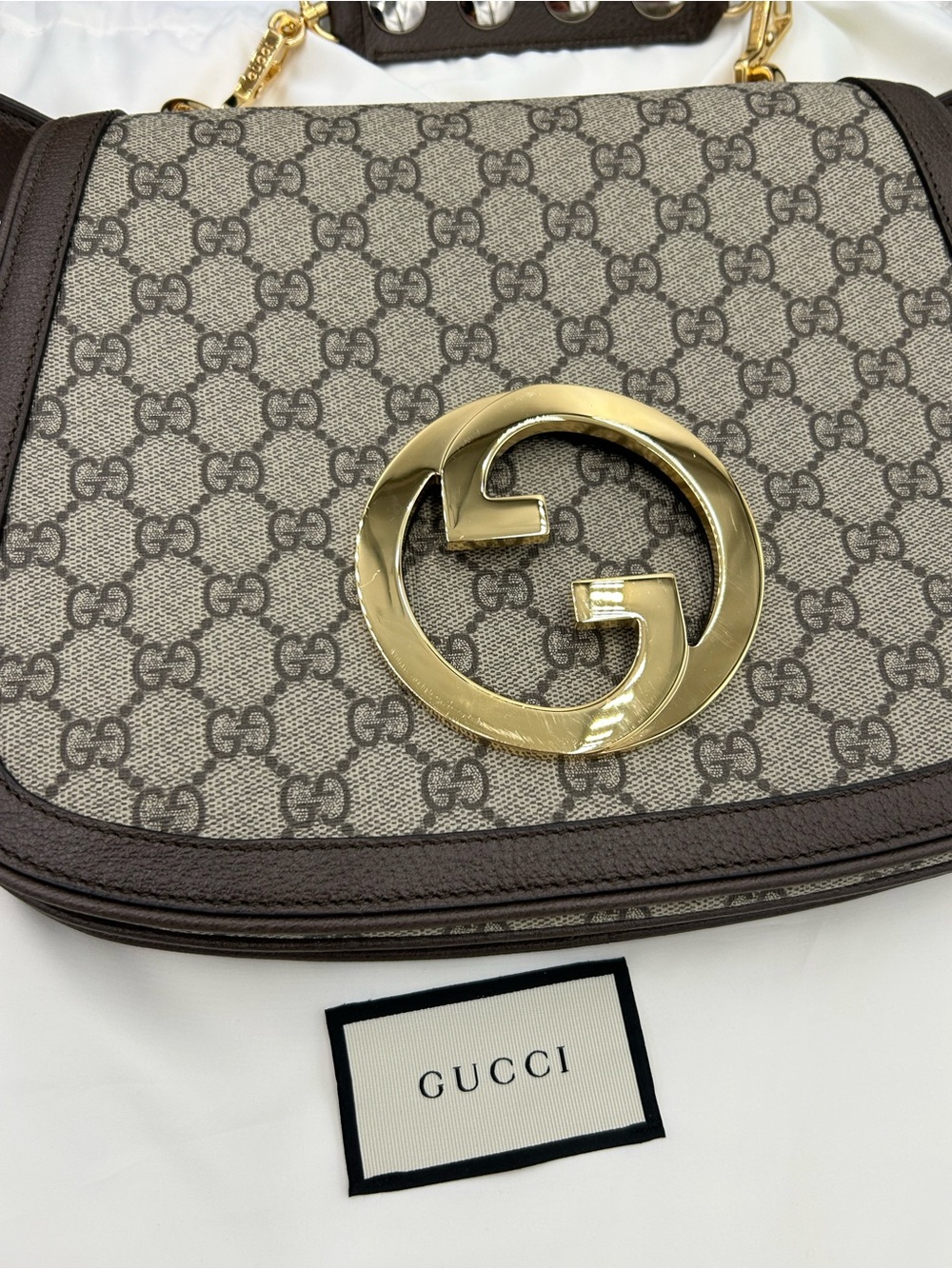 Women's Gucci Blondie iconic GG Supreme canvas shoulder Bag made in Italy - Picture 5 of 16